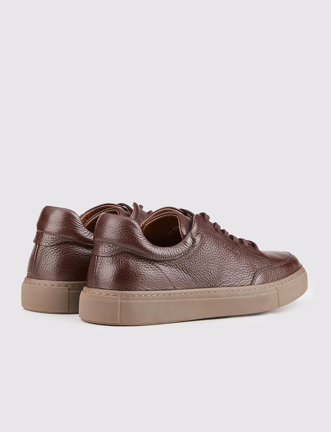 Men Brown Genuine Leather Low Top Sneakers