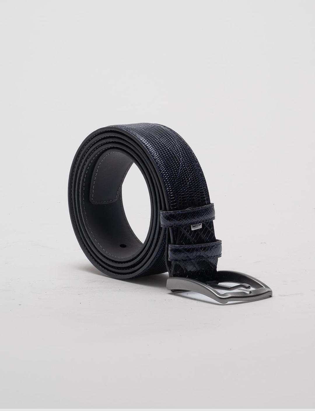 Lizard Baskılı Hakiki Deri Lacivert Erkek Kemer