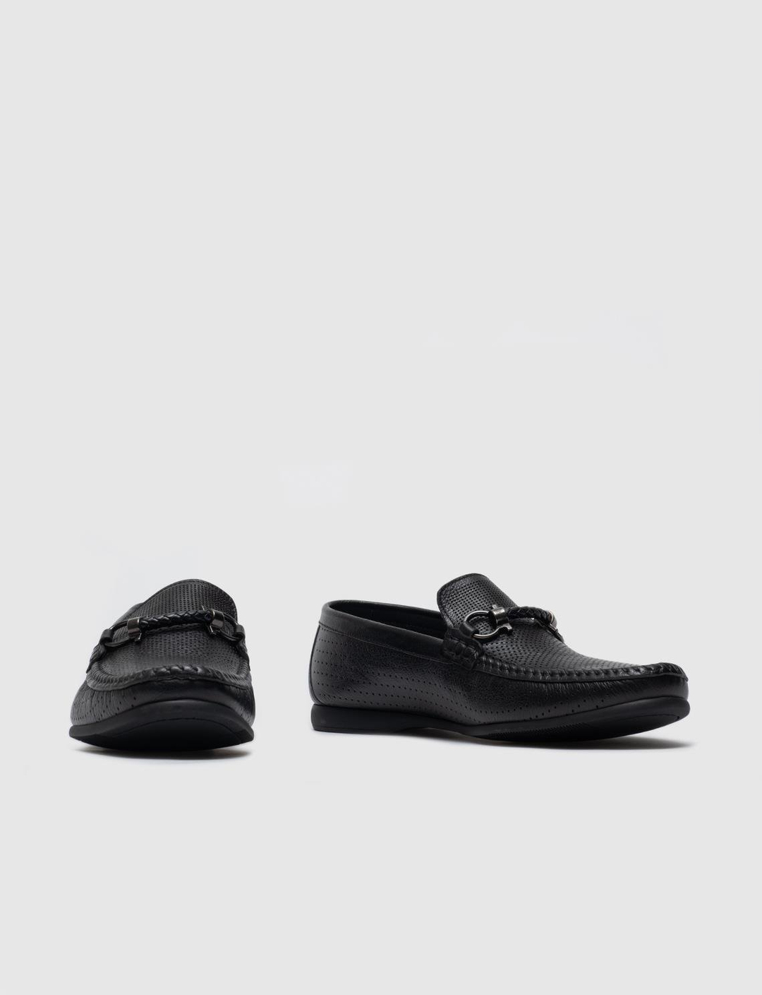 Meşin Astar Kauçuk Taban Hakiki Deri Siyah Erkek Loafer