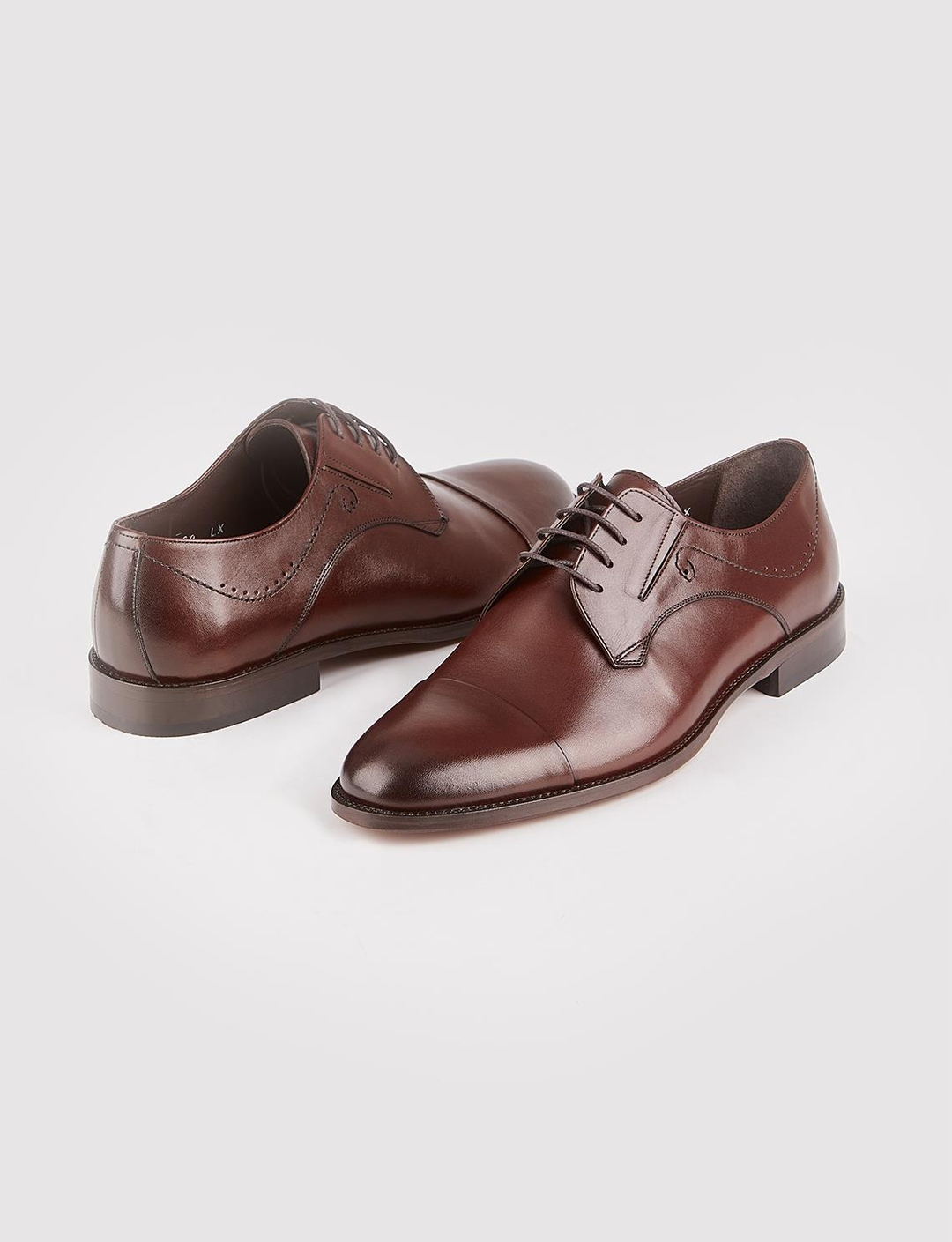 Mevsimlik Hakiki Deri Kahverengi Bağcıklı Erkek Klasik Ayakkabı