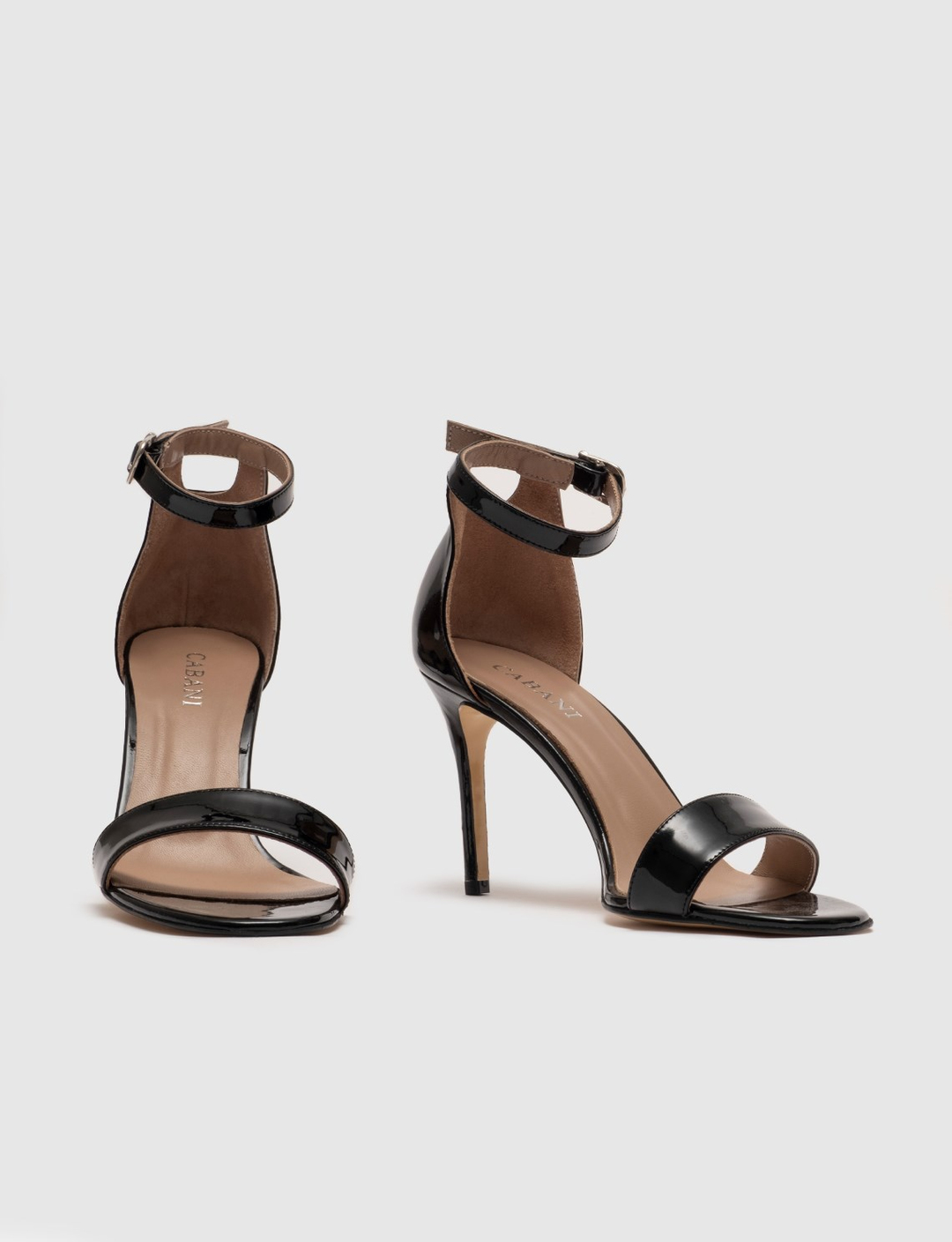 Women Black Genuine Leather Ankle Strap Pumps