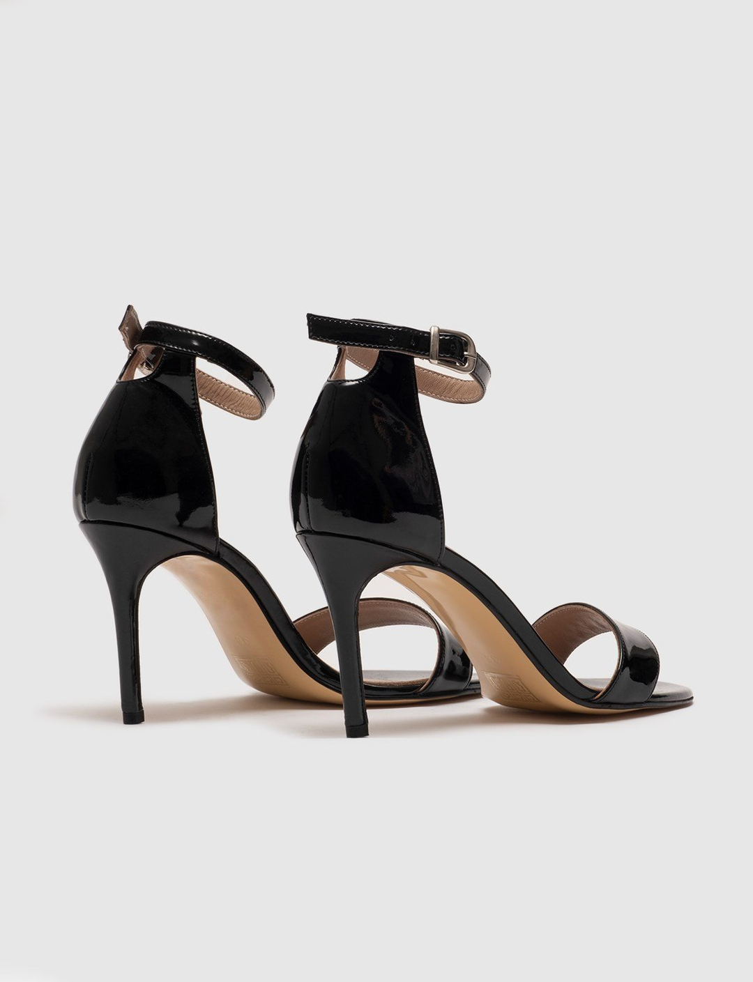 Women Black Genuine Leather Ankle Strap Pumps