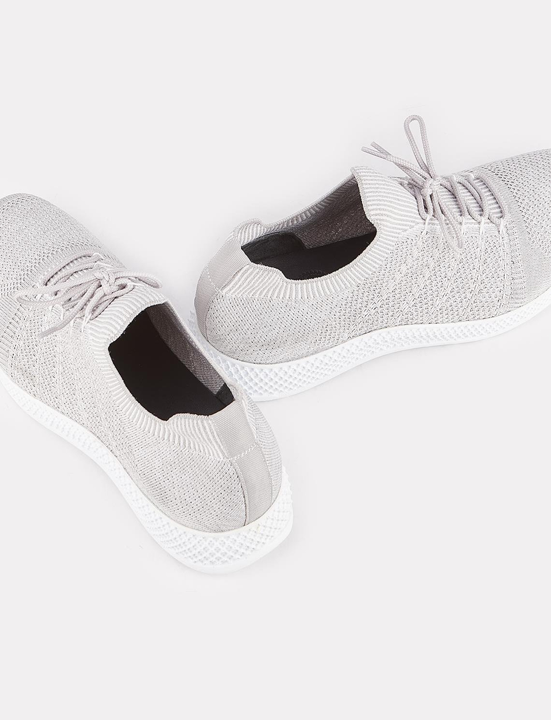 Men Grey Knit Lace Up Sneakers