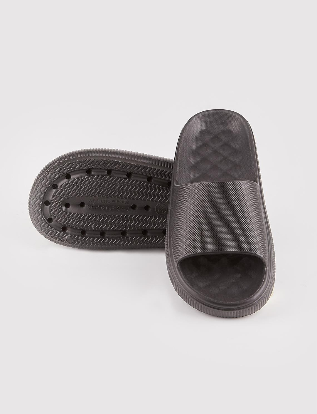 Women Black Single Band Slides