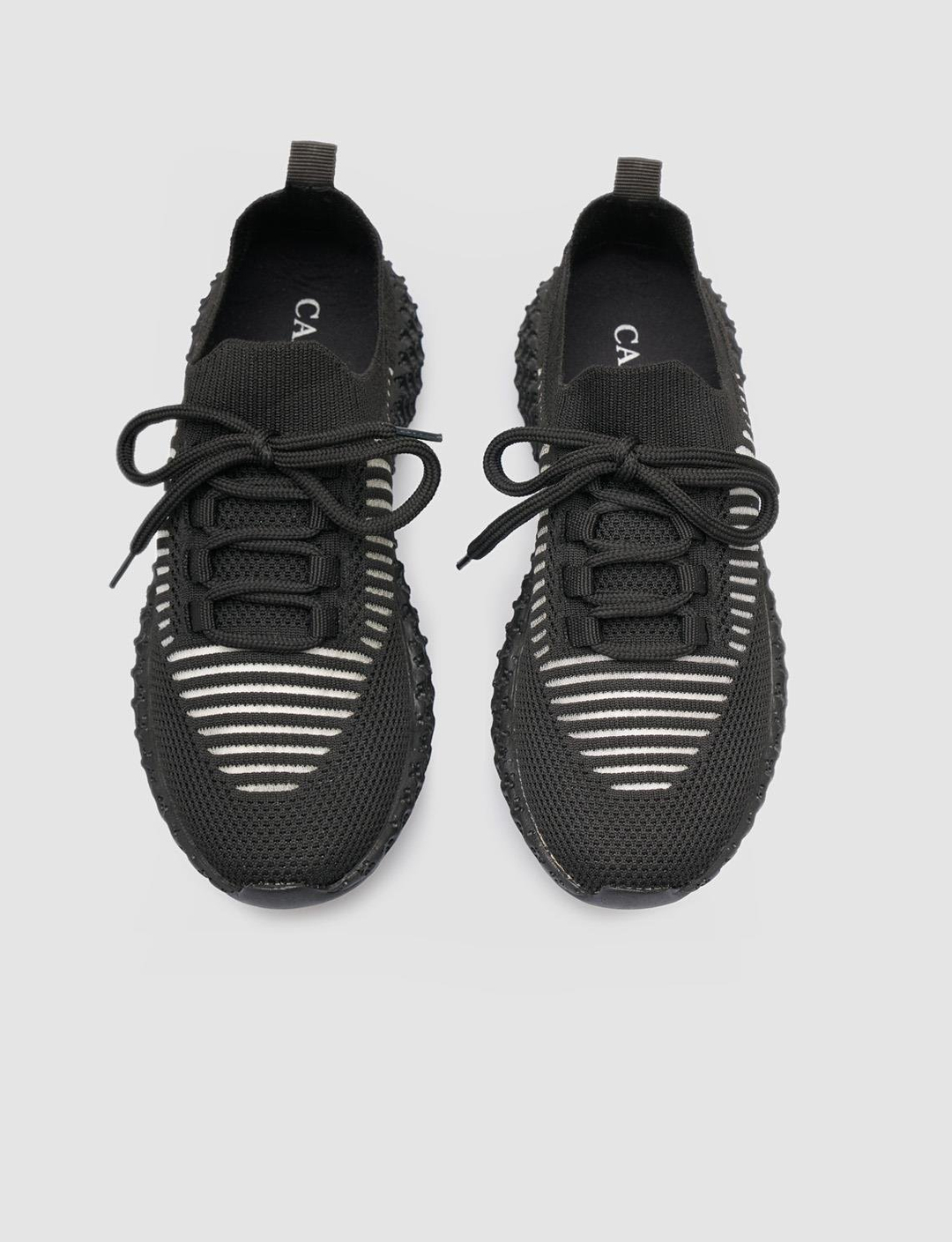 Siyah Bağcıklı Triko Kadın Spor Ayakkabı