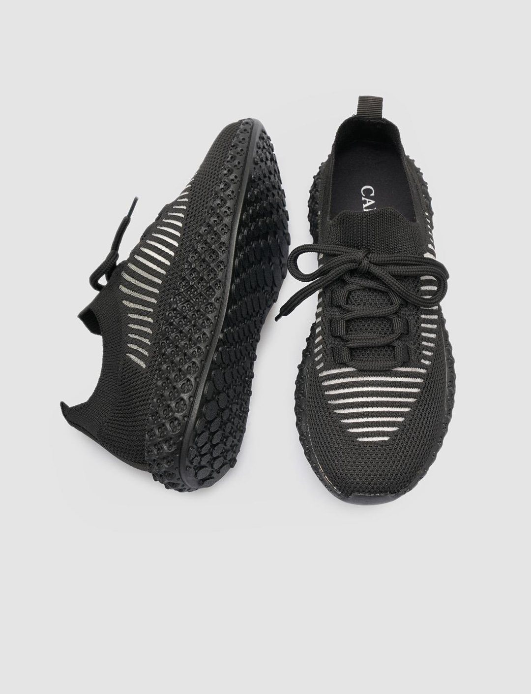 Siyah Bağcıklı Triko Kadın Spor Ayakkabı