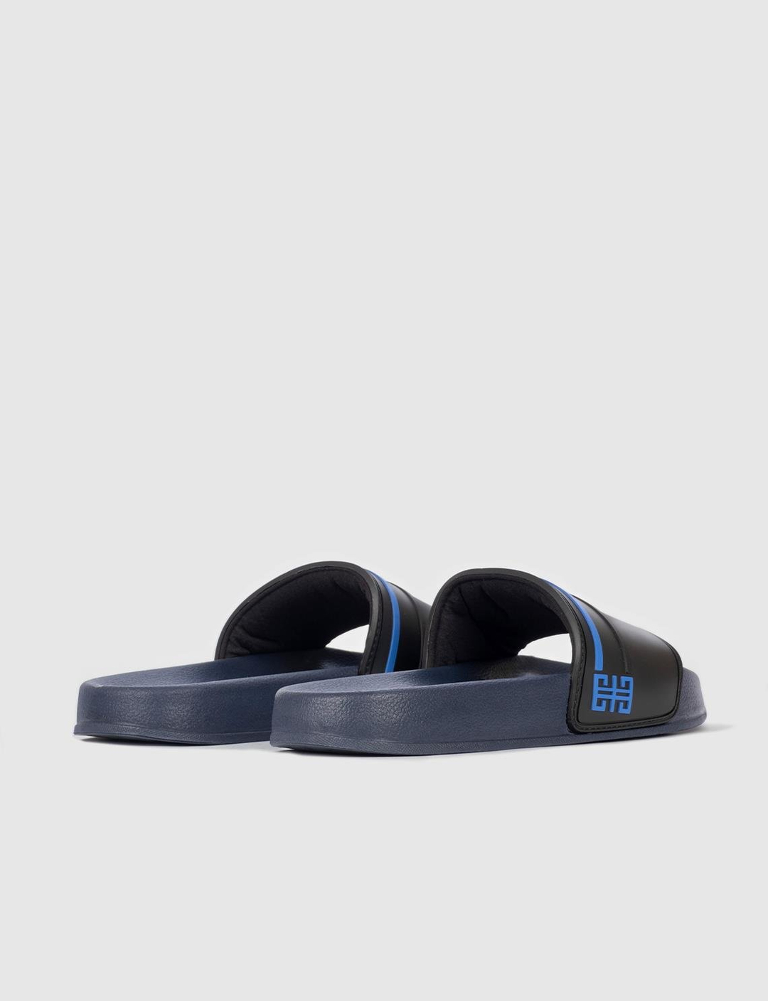 Men Black-Navy Blue Slides