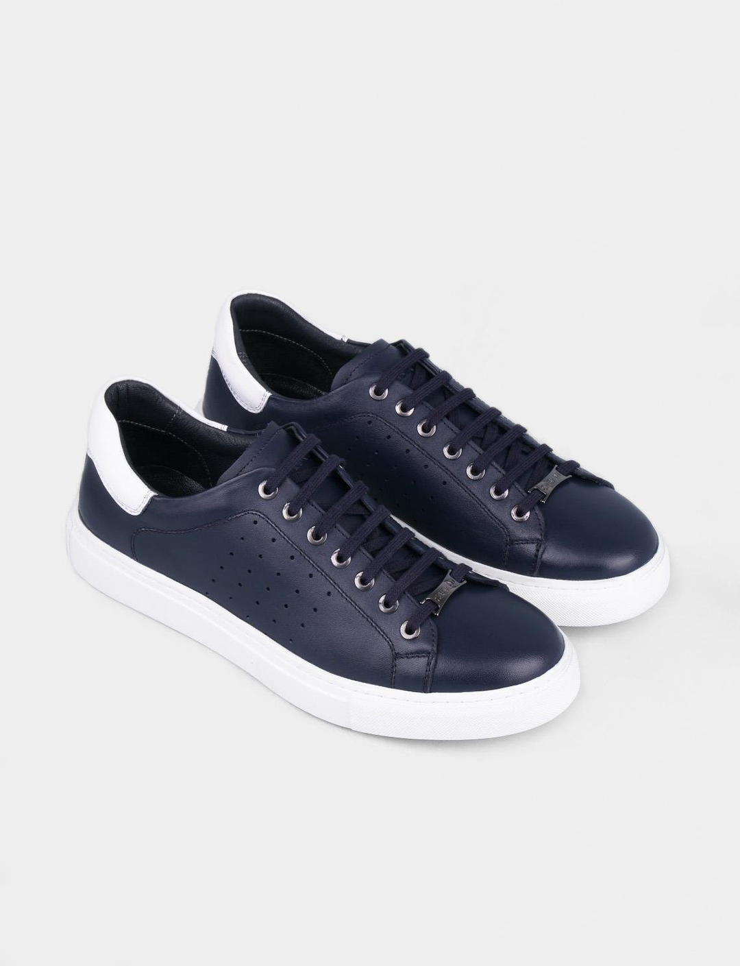 Sneaker Hakiki Deri Lacivert Bağcıklı Erkek Spor Ayakkabı