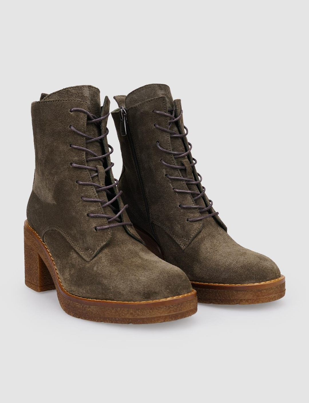Süet Hakiki Deri Haki Kadın Bot