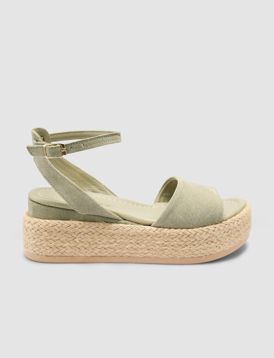 Süet Hakiki Deri Yeşil Kadın Sandalet