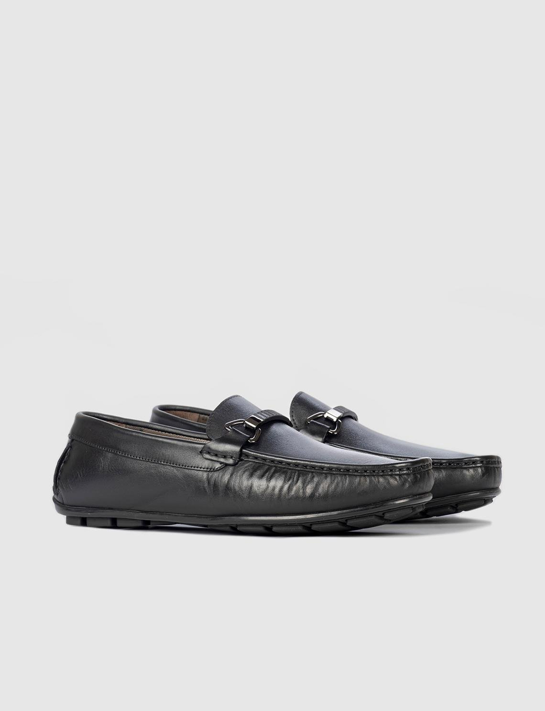 Men Black Genuine Leather Loafers