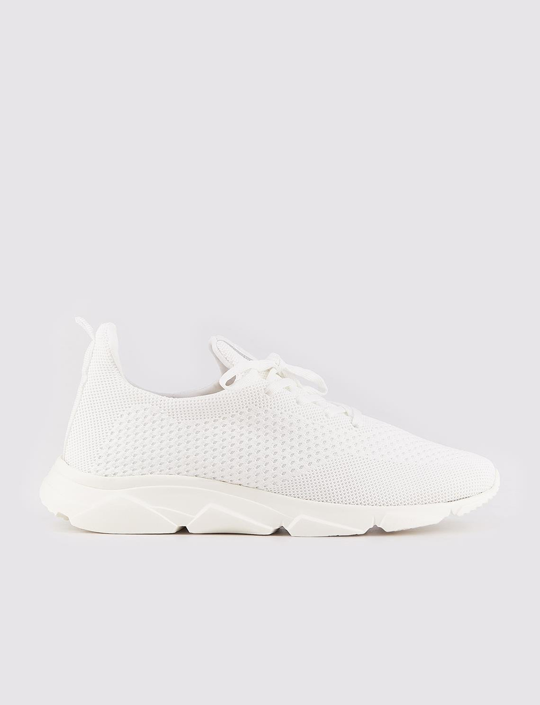 Triko Beyaz Bağcıklı Erkek Spor Ayakkabı