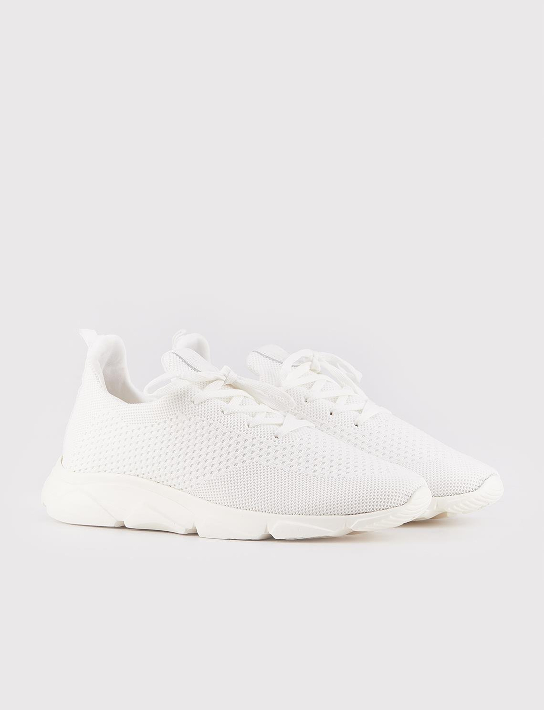 Triko Beyaz Bağcıklı Erkek Spor Ayakkabı