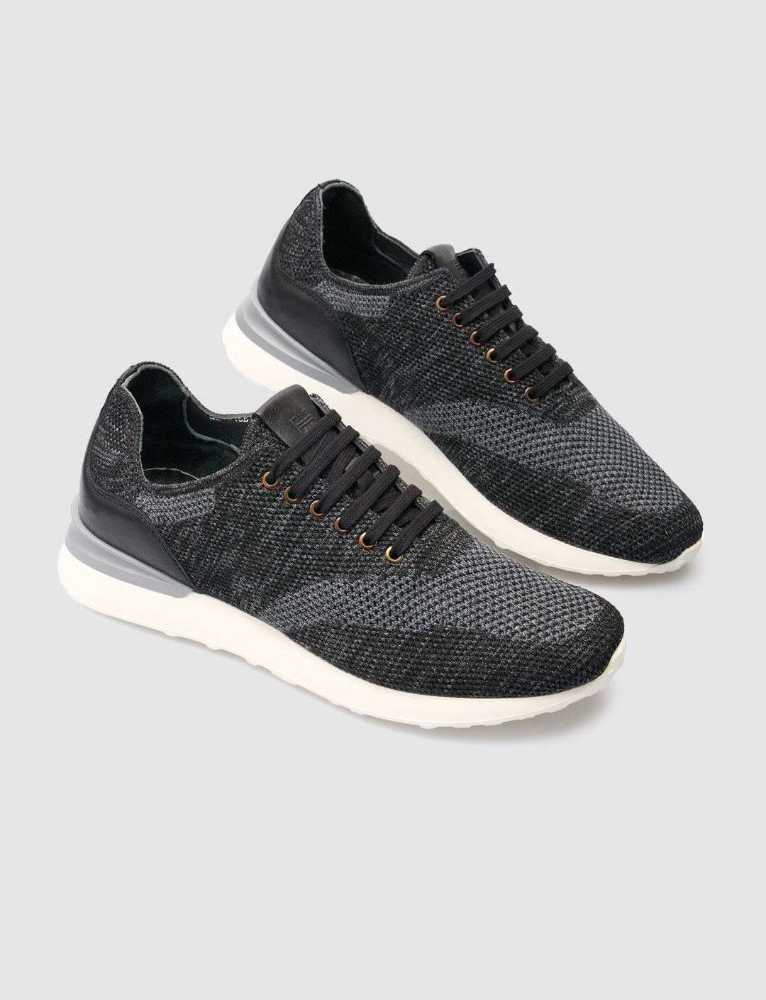 Men Gray Lace Up Knit Sneakers