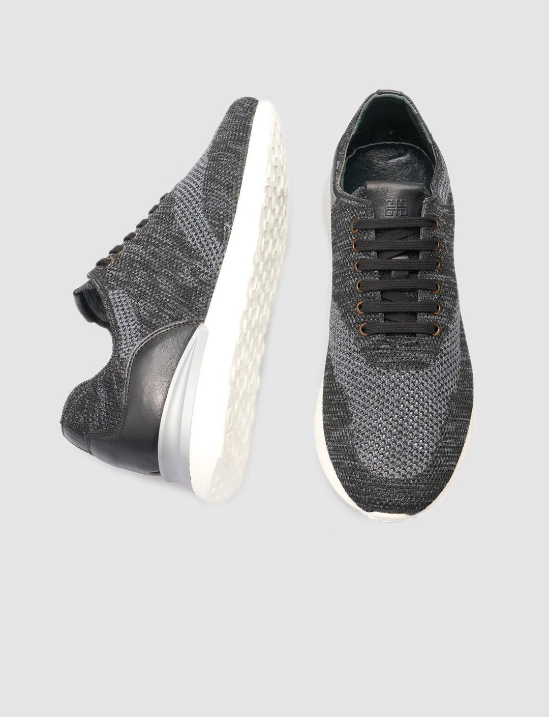 Men Gray Lace Up Knit Sneakers