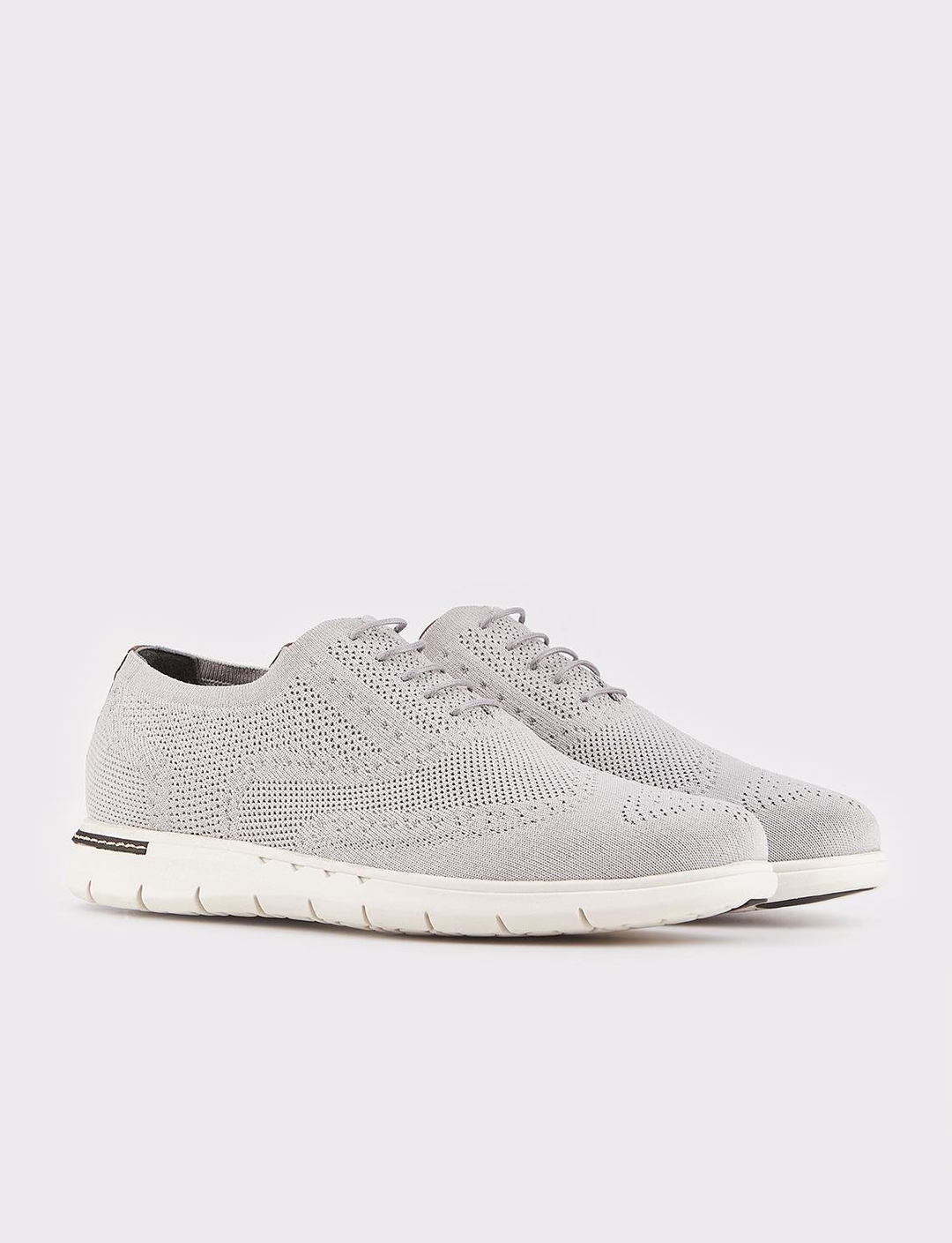 Triko Gri Eva Tabanlı Bağcıklı Erkek Günlük Ayakkabı