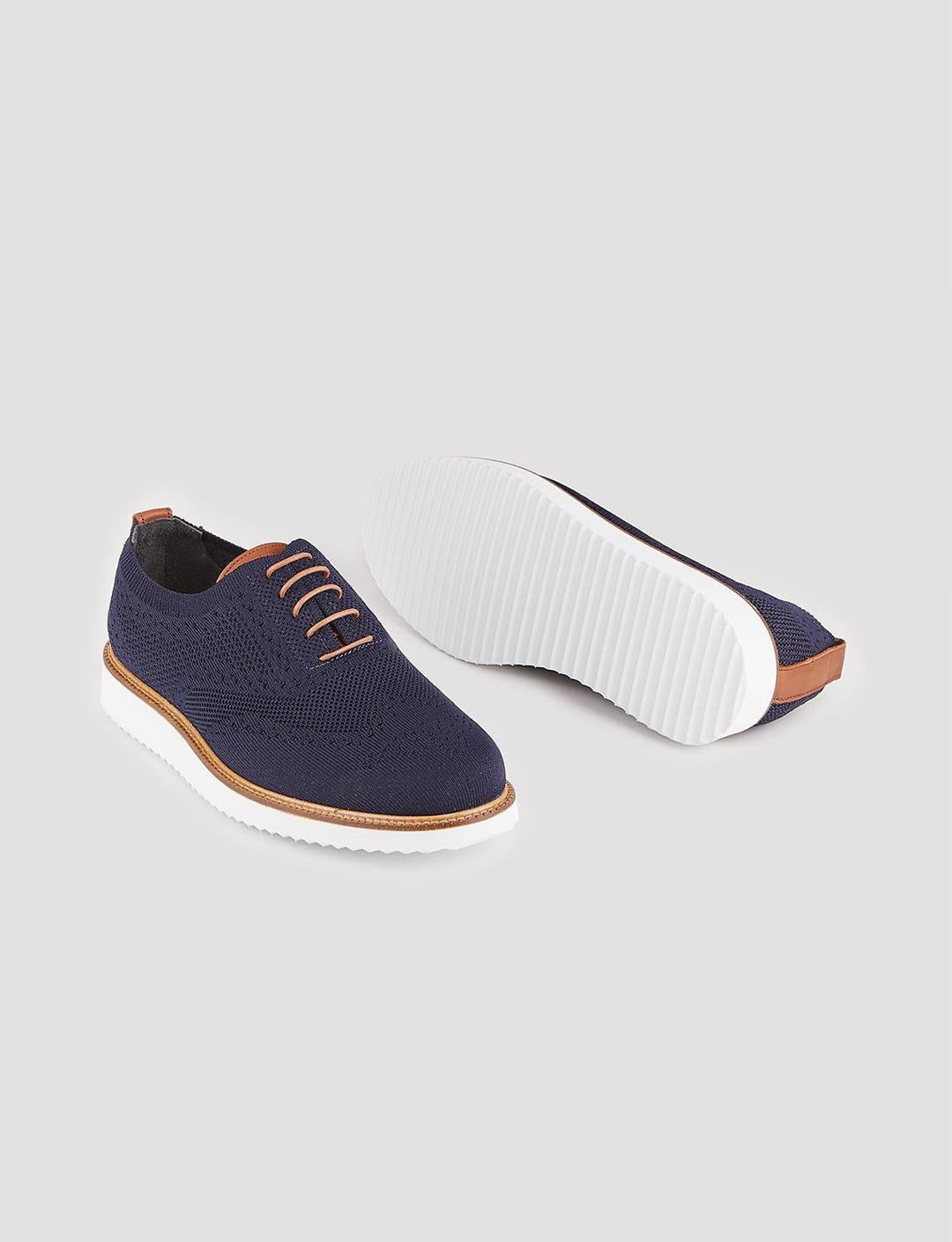 Men Navy Blue Low Top Casual Knit Shoes