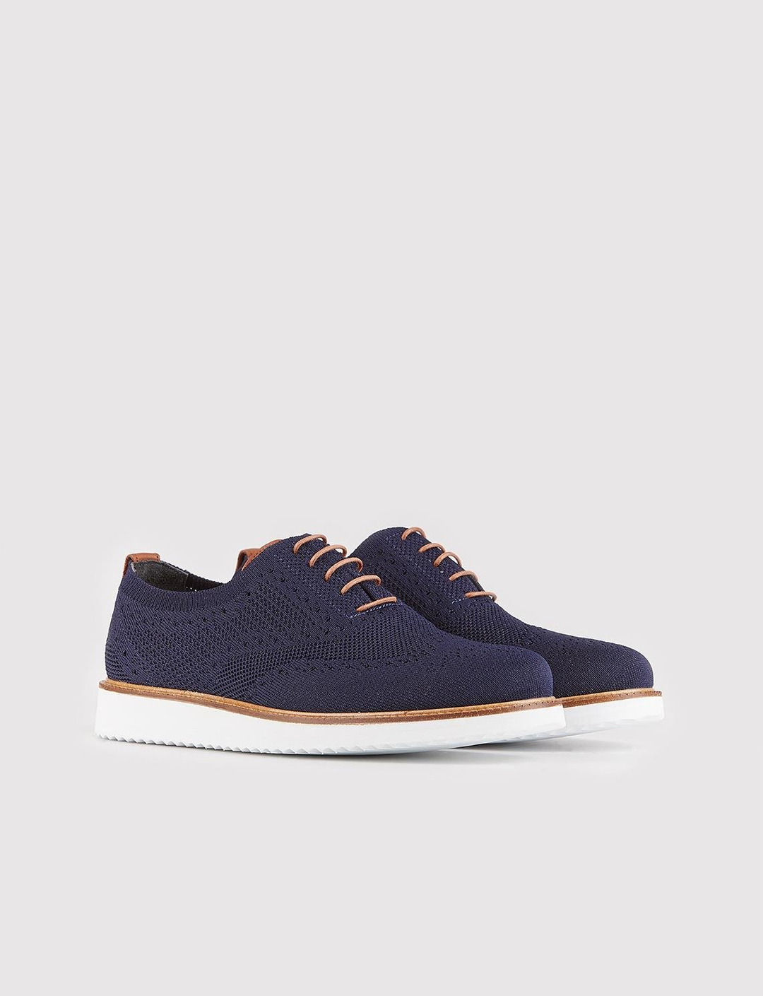 Men Navy Blue Low Top Casual Knit Shoes