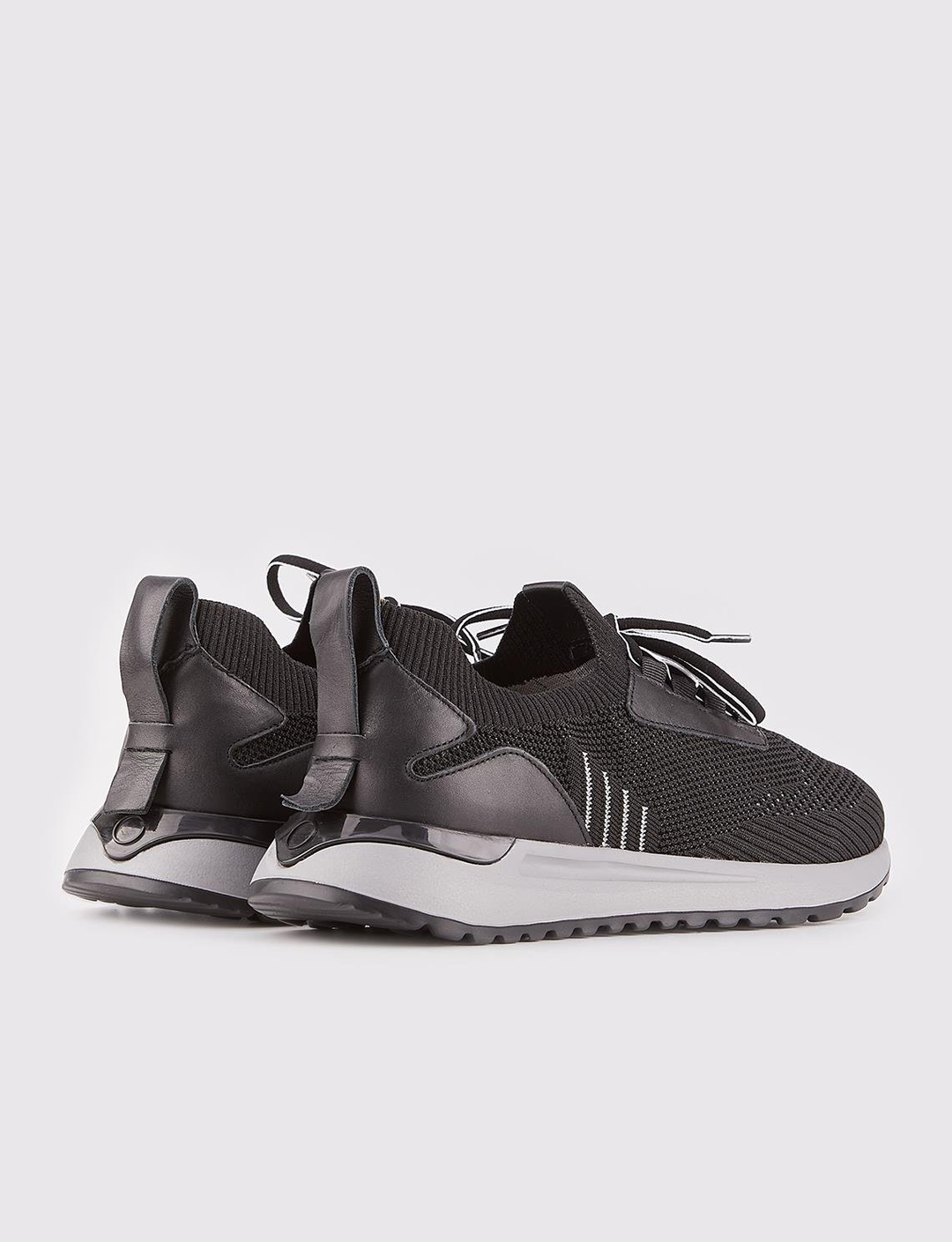 Triko Örme Siyah Bağcıklı Günlük Erkek Spor Ayakkabı