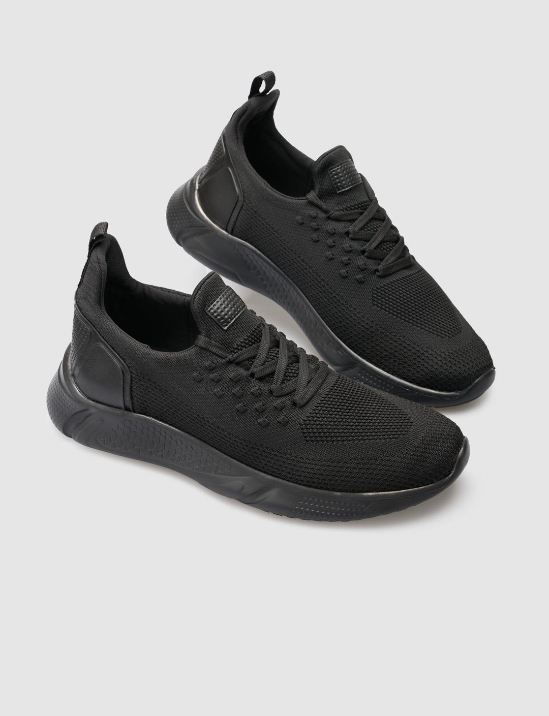 Triko Siyah Bağcıklı Hafif Taban Erkek Spor Ayakkabı