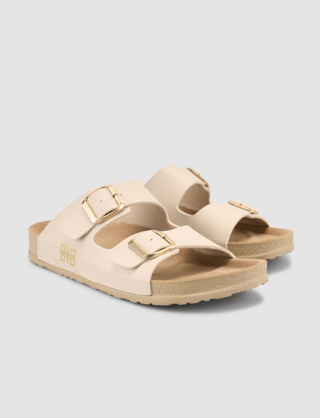 Vegan Deri Bej Kadın Terlik