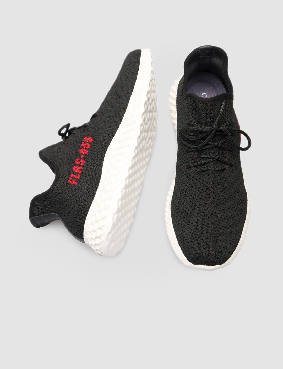 Men Black Knit Lace Up Sneakers