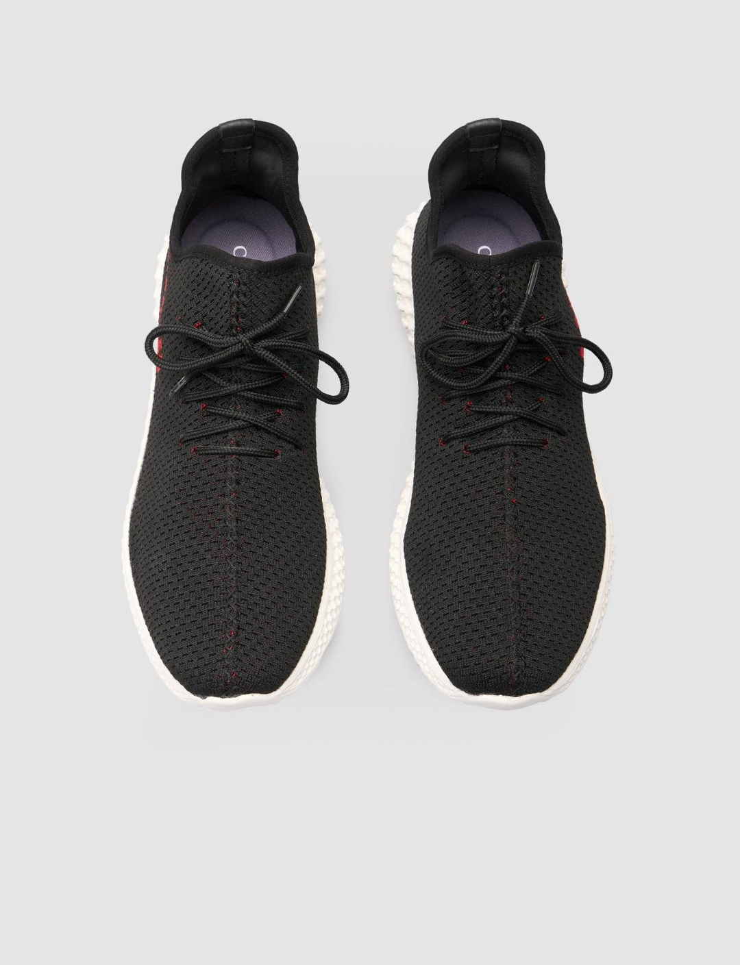 Men Black Knit Lace Up Sneakers