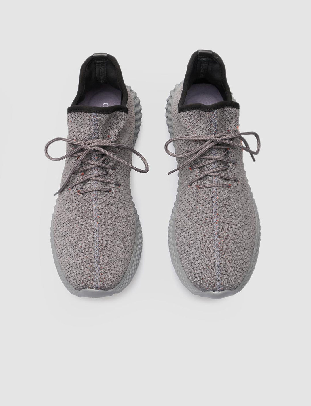Yazı Motifli Triko Gri Bağcıklı Erkek Spor Ayakkabı
