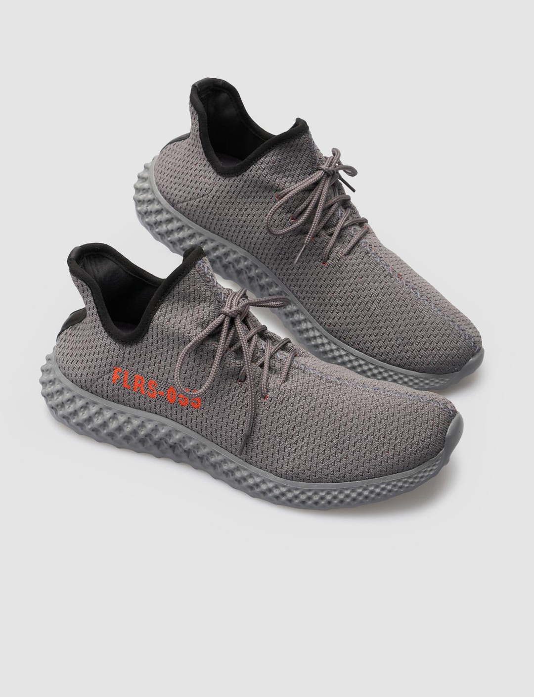 Yazı Motifli Triko Gri Bağcıklı Erkek Spor Ayakkabı