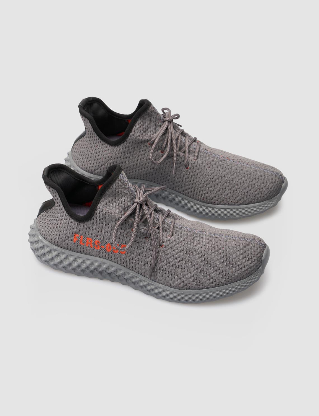 Yazı Motifli Triko Gri Bağcıklı Erkek Spor Ayakkabı