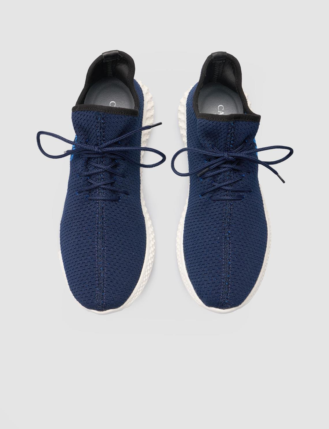 Men Navy Blue Knit Lace Up Sneakers