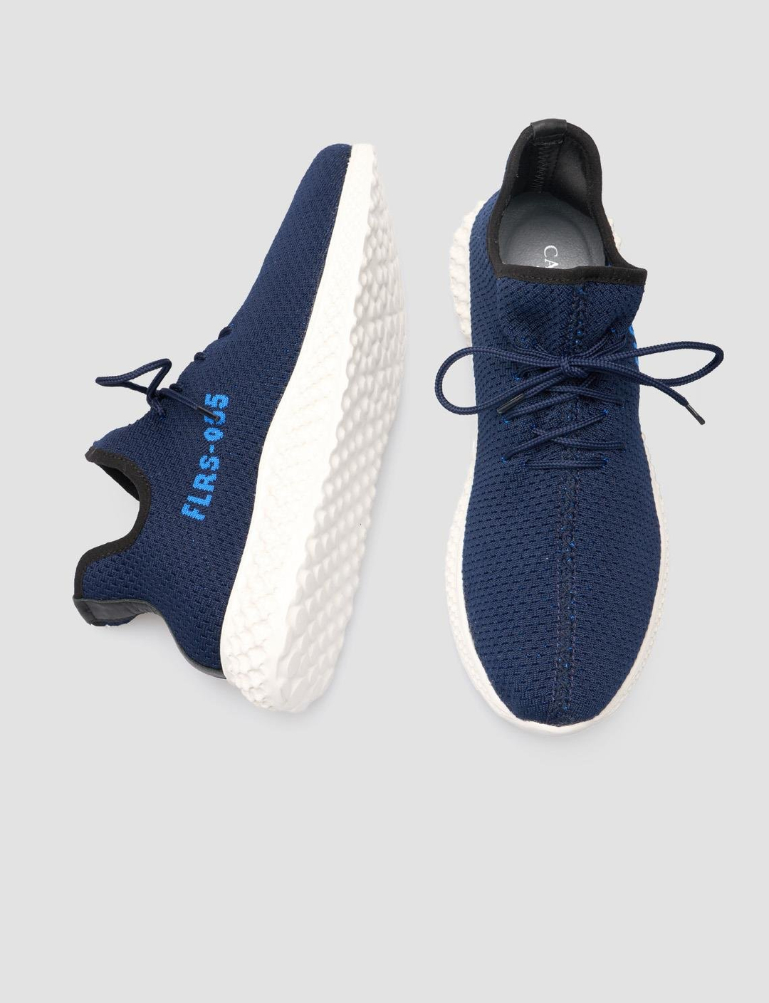 Men Navy Blue Knit Lace Up Sneakers