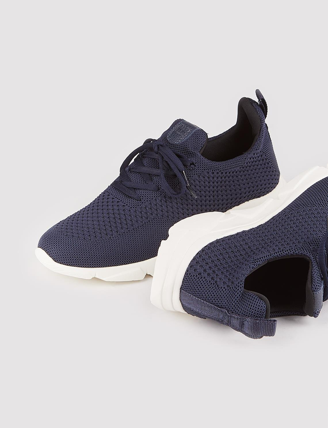 Yüksek Tabanlı Triko Lacivert Bağcıklı Erkek Spor Ayakkabı