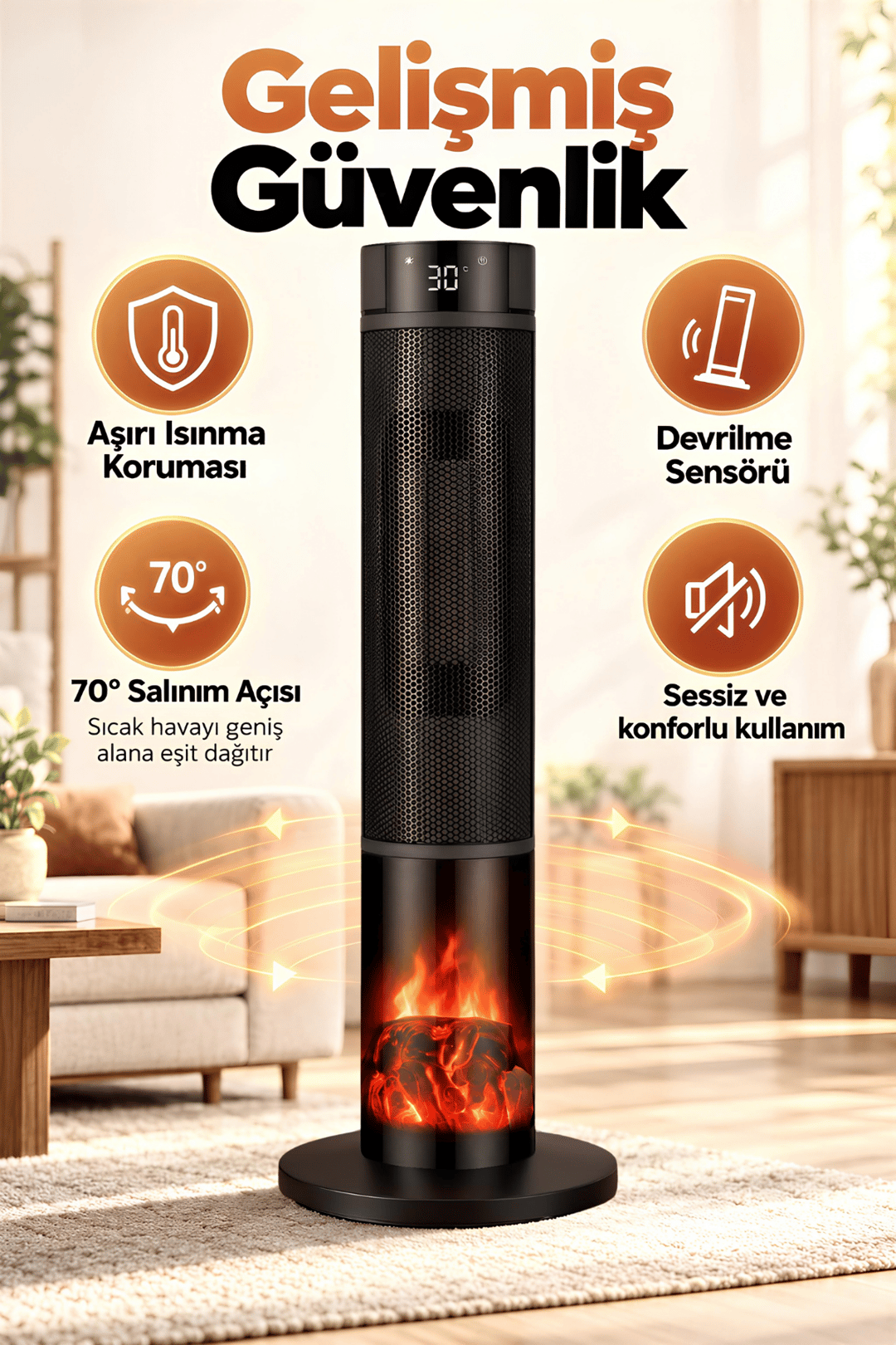  Alev Efektli Kule Tipi Fanlı Seramik Isıtıcı Uzaktan Kumandalı Şömine Efektli Ptc Isıtıcı 1 Grooth Alev Efektli Kule Tipi Fanlı Seramik Isıtıcı Uzaktan Kumandalı Şömine Efektli Ptc Isıtıcı