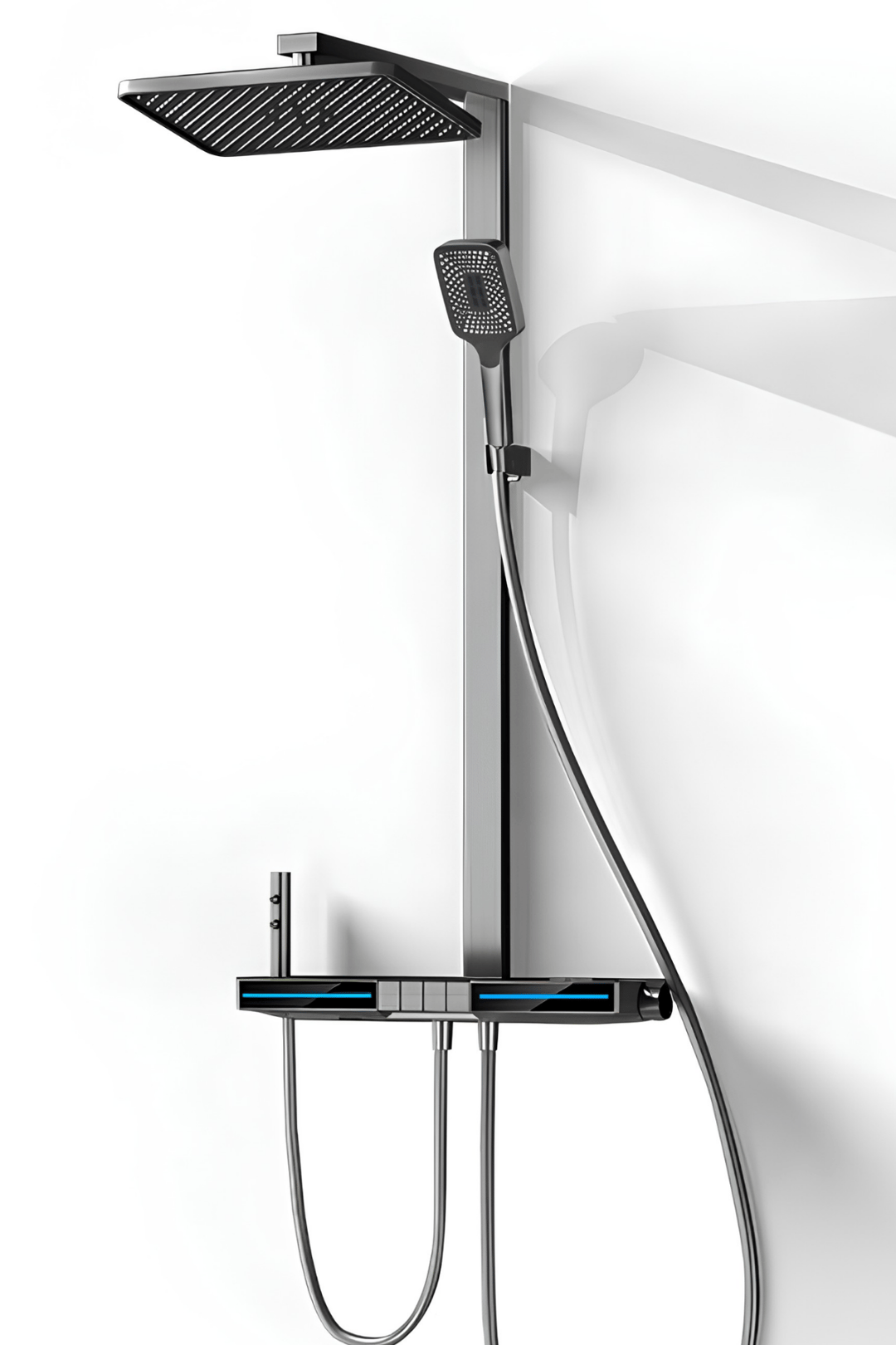  OXY AQUA - Elegance Dijital LED Göstergeli Piyano Tuşlu Termostatik Banyo Batarya Duş Sistemi Tepe Robot Duş Seti
