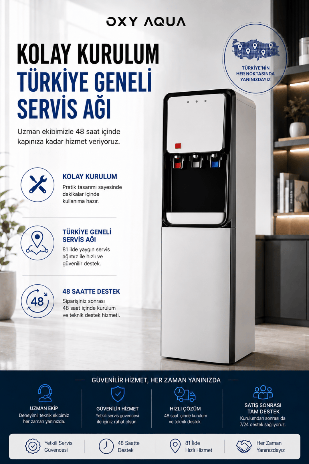 Arıtmalı Su Sebili - 16 Litre Kapasiteli Sıcak Soğuk ve Normal Su Çıkışlı 3 Musluklu Arıtmalı Siyah Su Sebili