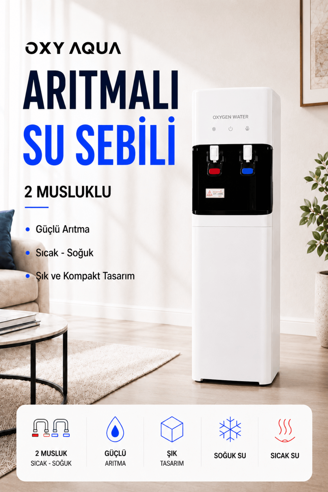 Arıtmalı Su Sebili - Sıcak Soğuk Su Çıkış Ayarlı Arıtmalı Su Sebili