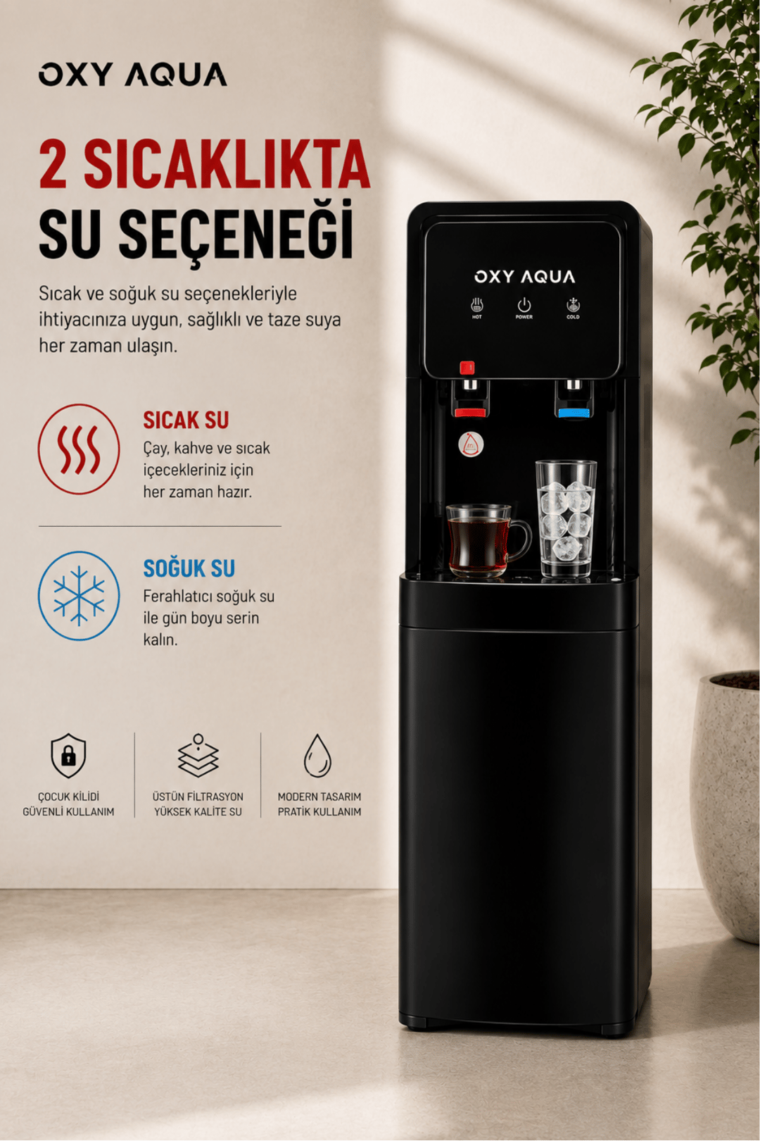 Arıtmalı Su Sebili - Sıcak Soğuk Su Çıkışlı İki Musluklu Arıtmalı Su Sebili