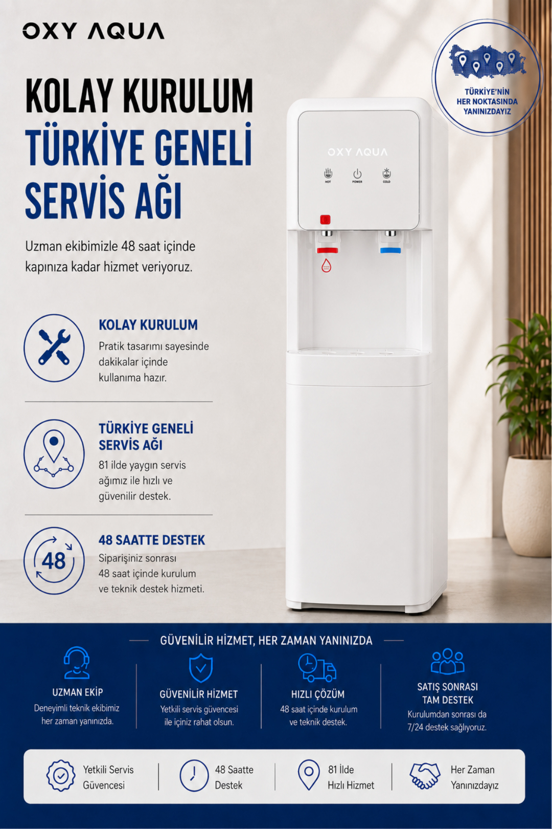 Arıtmalı Su Sebili - Sıcak ve Soğuk Su Çıkışlı İki Musluklu Arıtmalı Su Sebili