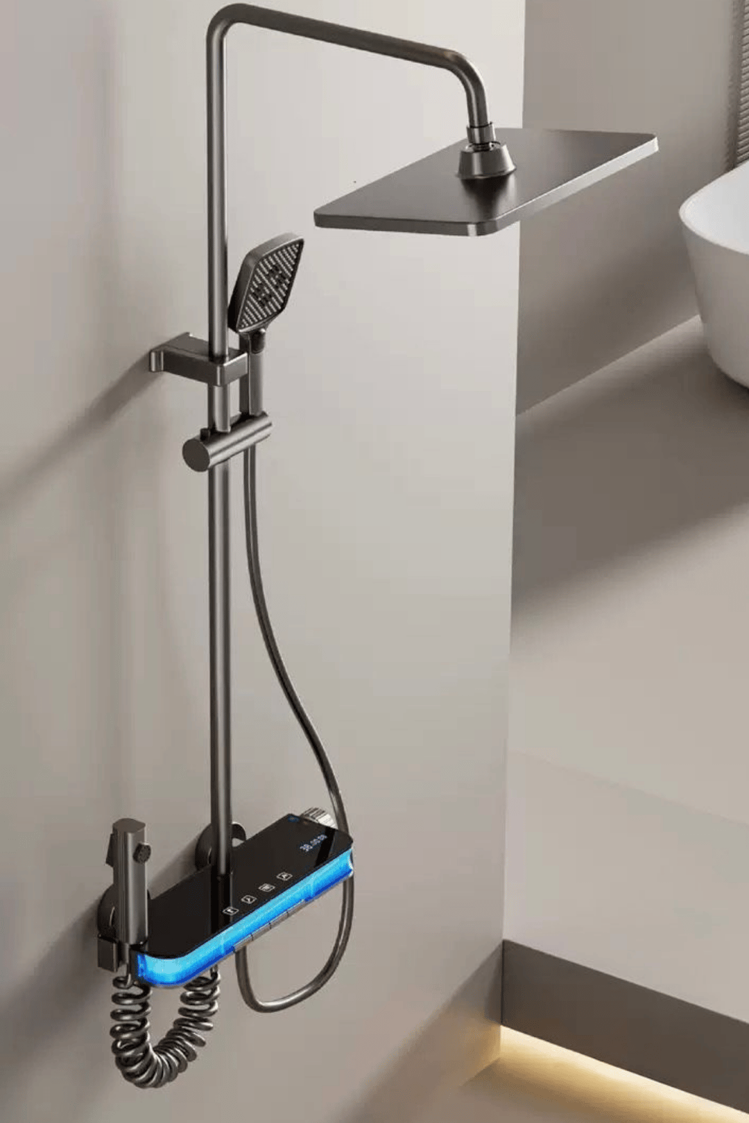 Dijital LED Ekranlı Akıllı Duş Seti Lüks Şelale ve Yağmur Duş Sistemi Tepe Duş Seti