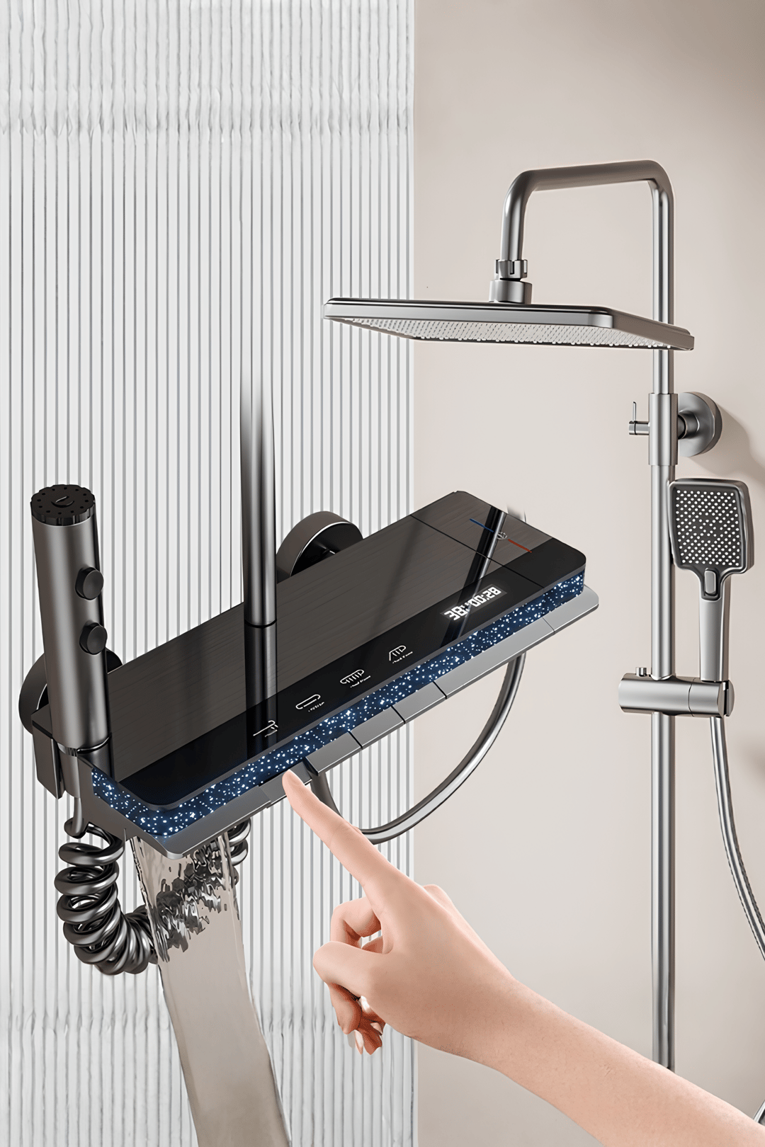 ORİON-Premium Dijital Led Göstergeli Piano Robot Duş Seti - Piyano Tepe Duş Seti