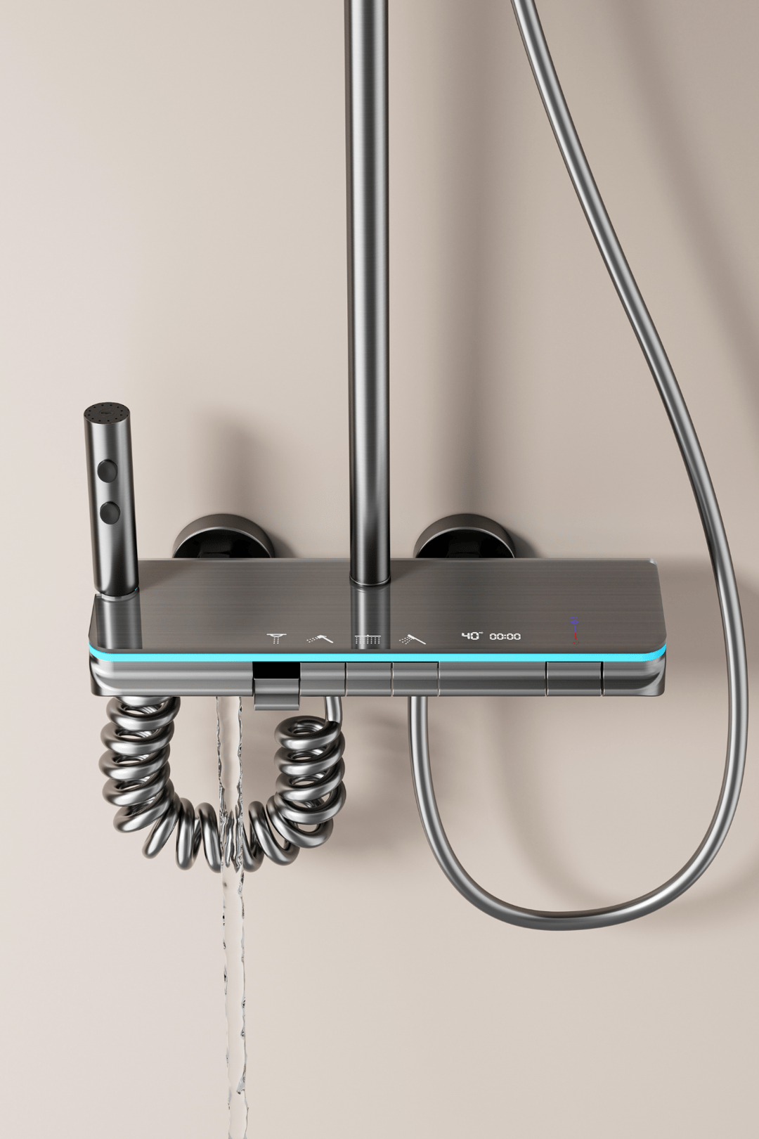 OXY AQUA - Rain Dijital LED Göstergeli Piyano Tuşlu Termostatik Banyo Batarya Duş Sistemi Tepe Robot Duş Seti