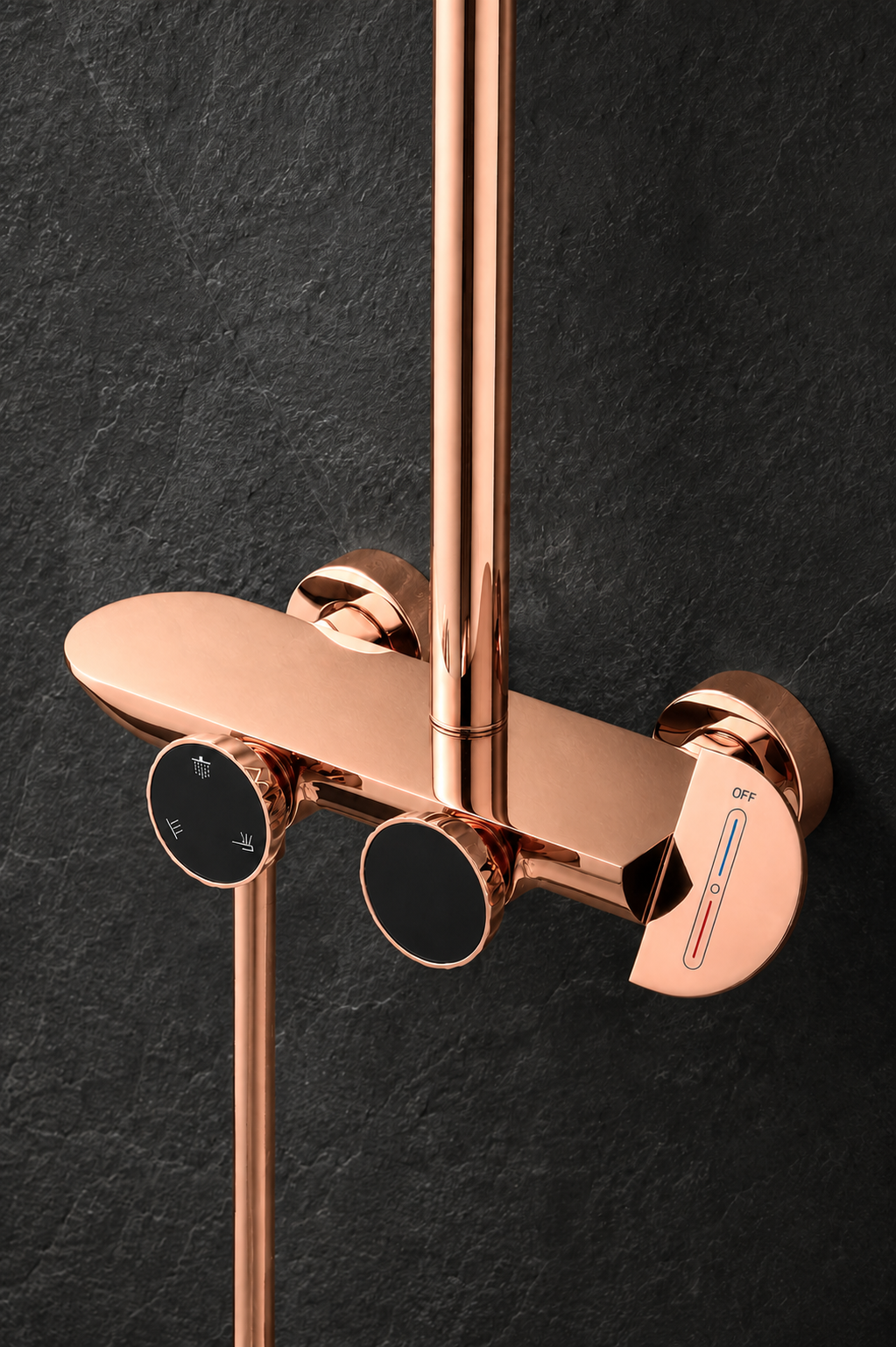 OXY AQUA Rose Dijital Sıcaklık Göstergeli Rose Gold Tepe Duş Seti