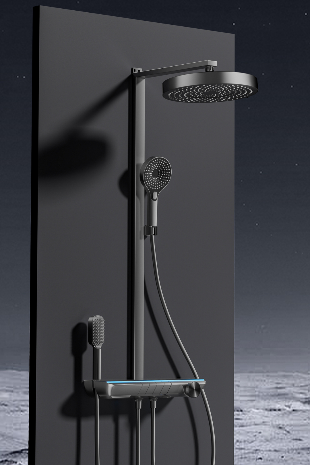 OXY AQUA - Venüs Dijital LED Göstergeli Piyano Tuşlu Termostatik Banyo Batarya Duş Sistemi Tepe Robot Duş Seti