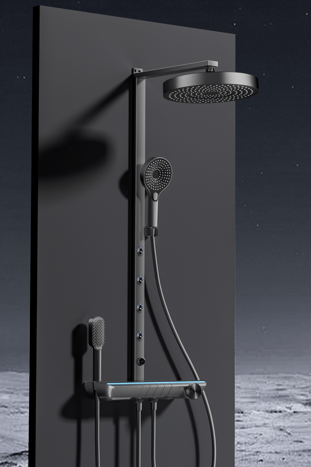 OXY AQUA - Venüs SPA Dijital LED Göstergeli Piyano Tuşlu Termostatik Banyo Batarya Duş Sistemi Tepe Robot Duş Seti