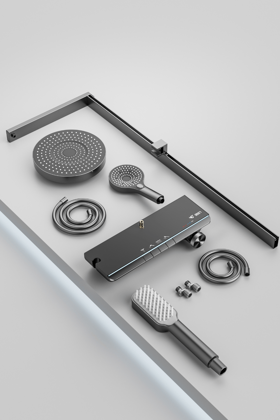 OXY AQUA - Venüs SPA Dijital LED Göstergeli Piyano Tuşlu Termostatik Banyo Batarya Duş Sistemi Tepe Robot Duş Seti