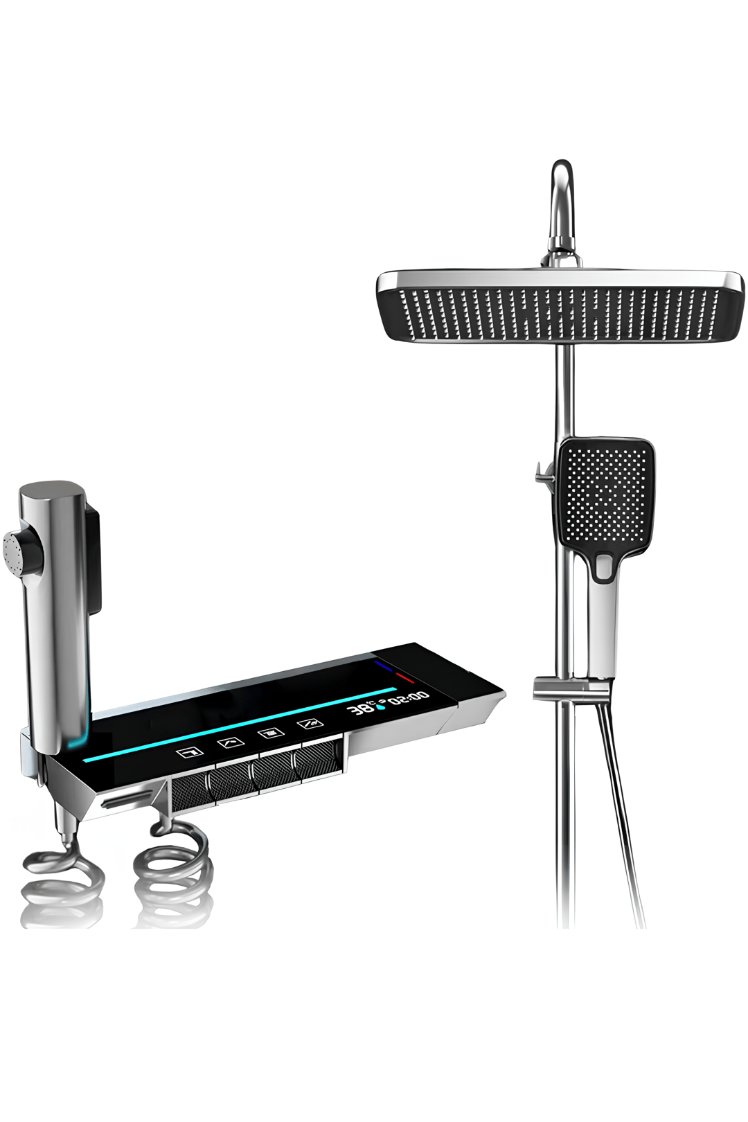 Piano 5 Fonksiyonlu Kendinden Banyo Bataryalı Dijital Akıllı Robot Duş Seti Tepe Duş Seti