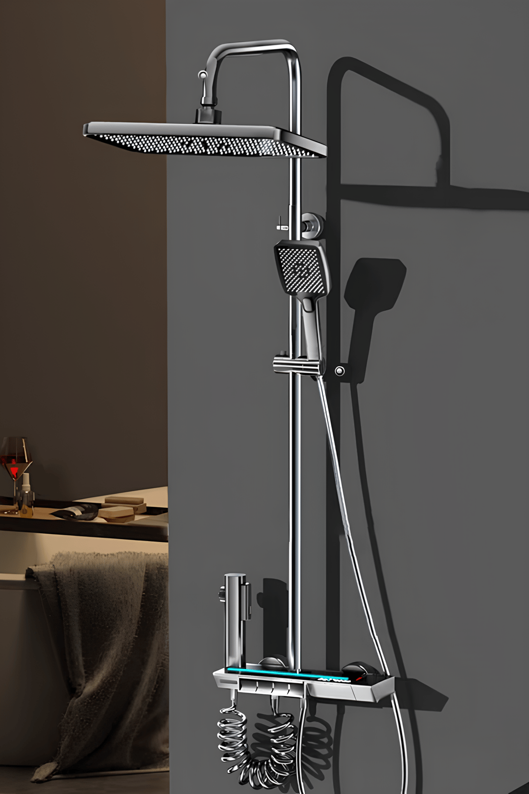 Piano 5 Fonksiyonlu Kendinden Banyo Bataryalı Dijital Akıllı Robot Duş Seti Tepe Duş Seti