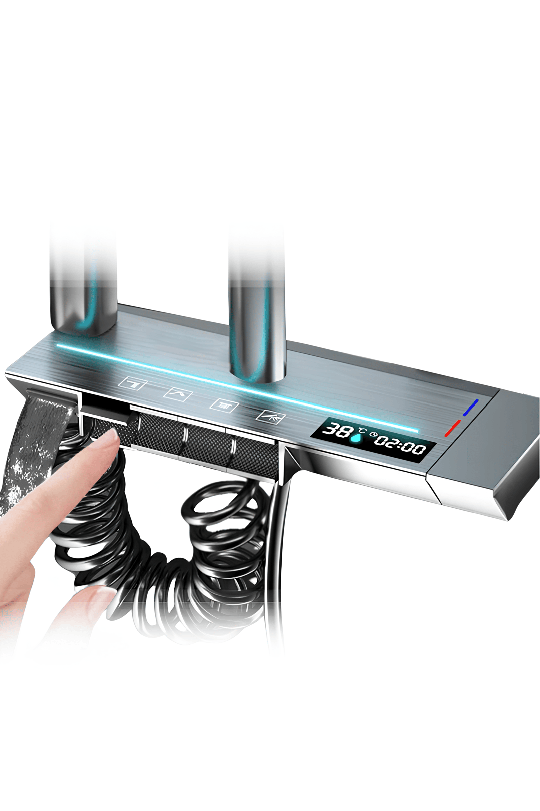 Piano 5 Fonksiyonlu Kendinden Banyo Bataryalı Dijital Akıllı Robot Duş Seti Tepe Duş Seti