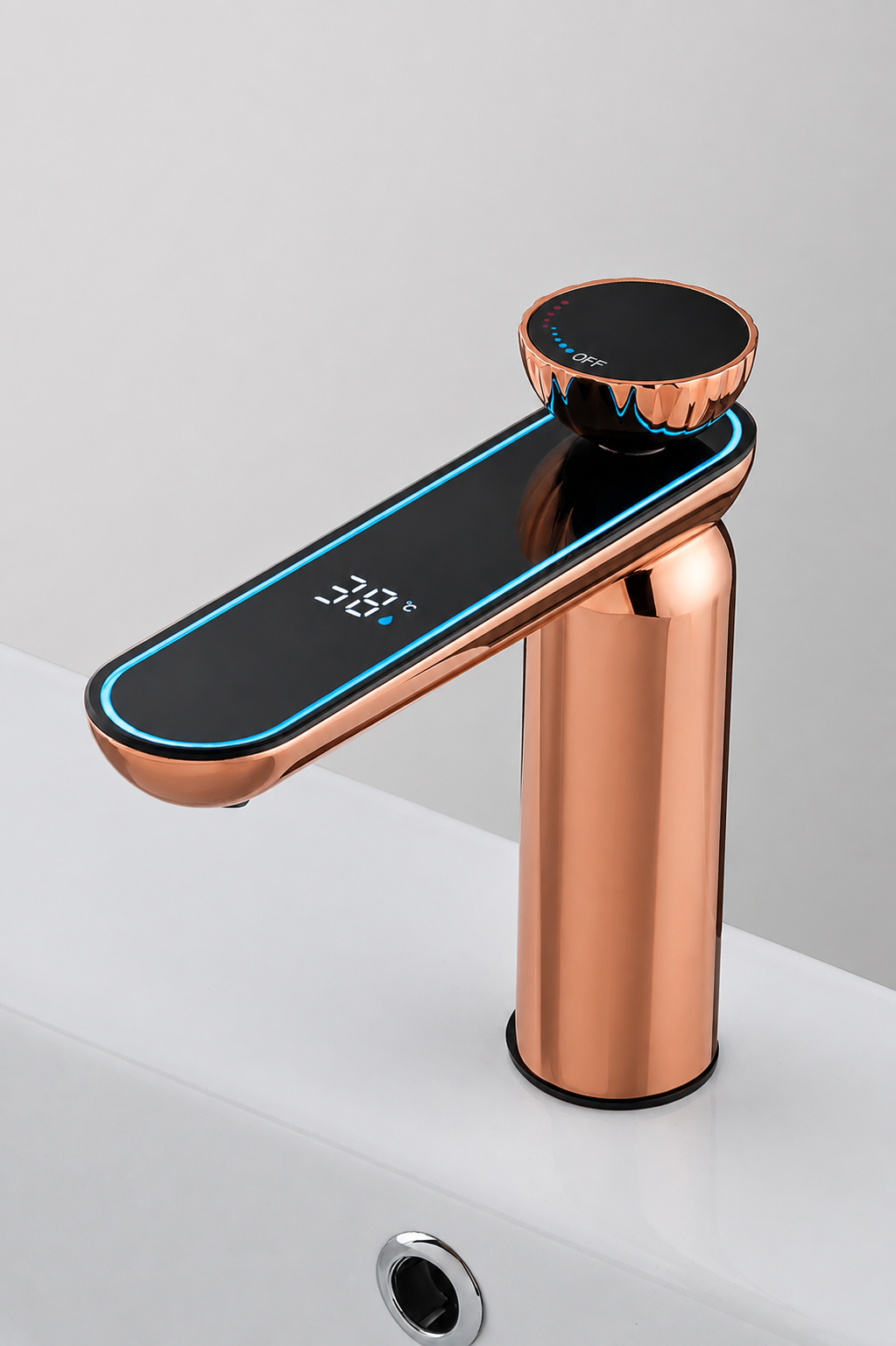 ROSE Dijital Sıcaklık Göstergeli Rose Gold Banyo Bataryası